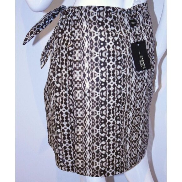 WEEKEND MaxMara DALILA Dark BROWN Beige ETHNIC Wrap Tie SKIRT Cotton US 2 $285